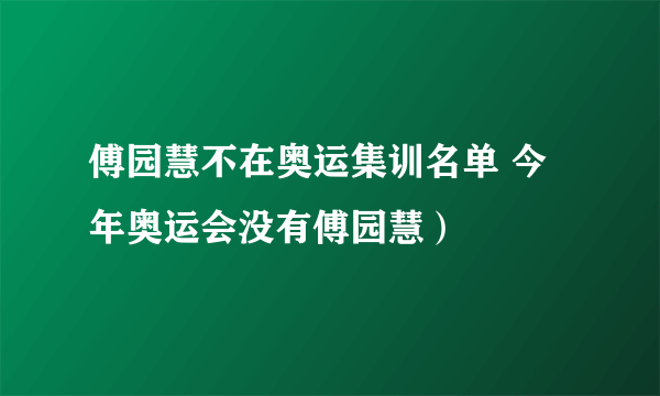 傅园慧不在奥运集训名单 今年奥运会没有傅园慧）