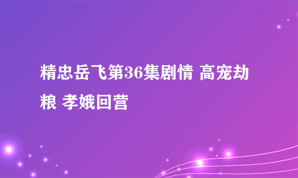 精忠岳飞第36集剧情 高宠劫粮 孝娥回营