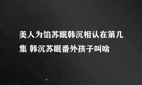 美人为馅苏眠韩沉相认在第几集 韩沉苏眠番外孩子叫啥