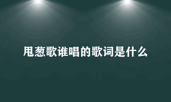 甩葱歌谁唱的歌词是什么