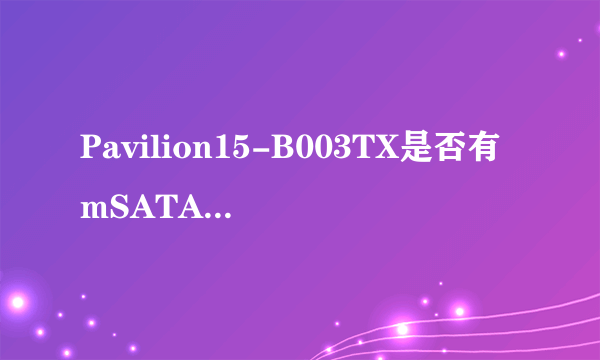 Pavilion15-B003TX是否有mSATA接口?可以接固态硬盘么?