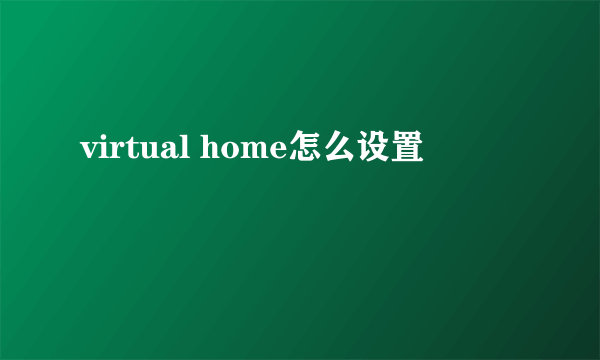 virtual home怎么设置