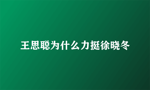 王思聪为什么力挺徐晓冬