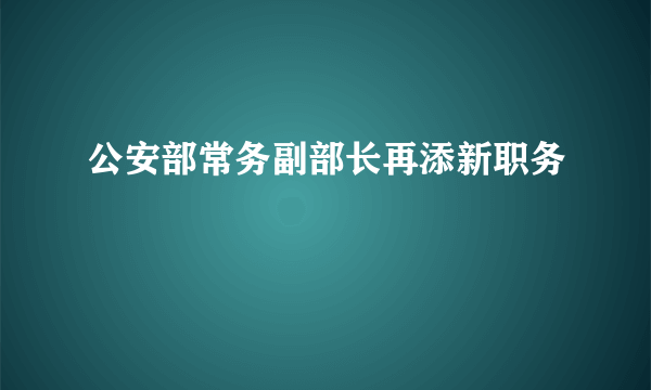 公安部常务副部长再添新职务