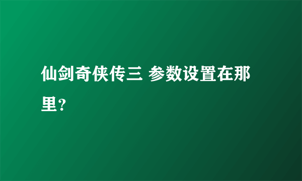 仙剑奇侠传三 参数设置在那里？