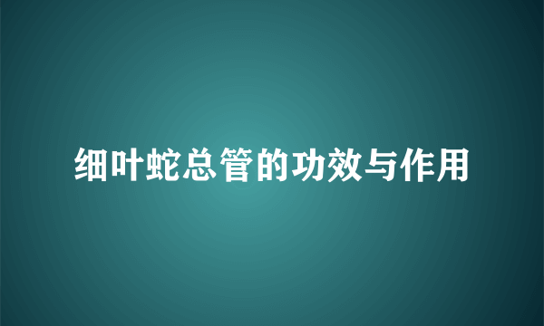 细叶蛇总管的功效与作用