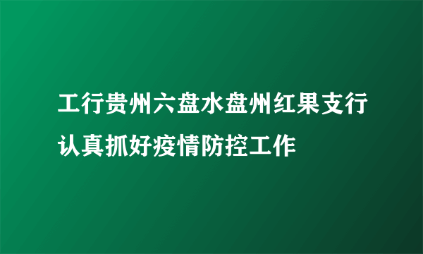 工行贵州六盘水盘州红果支行认真抓好疫情防控工作