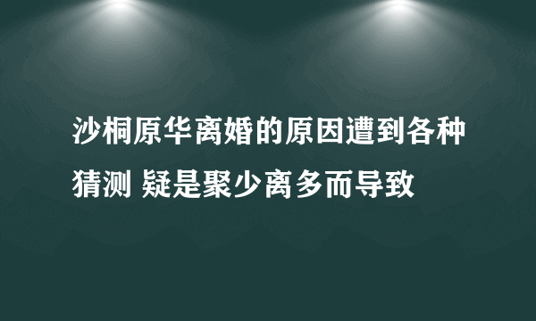 沙桐原华离婚的原因遭到各种猜测 疑是聚少离多而导致