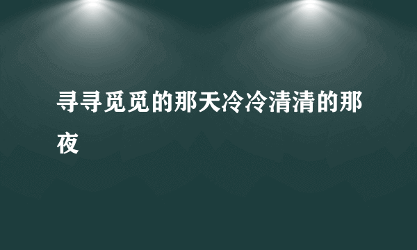 寻寻觅觅的那天冷冷清清的那夜