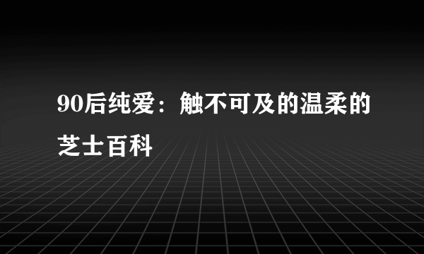 90后纯爱：触不可及的温柔的芝士百科