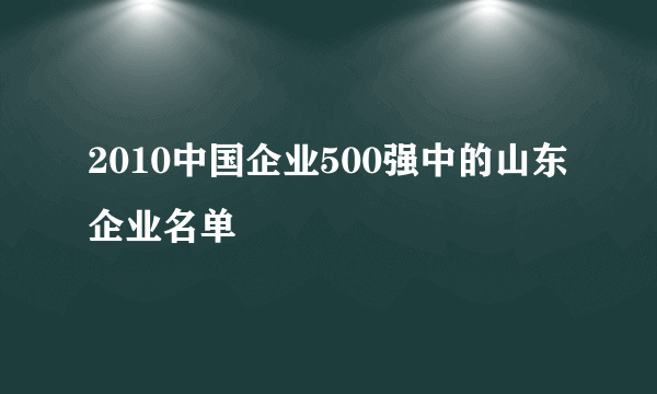 2010中国企业500强中的山东企业名单