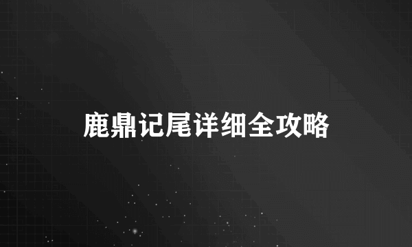 鹿鼎记尾详细全攻略