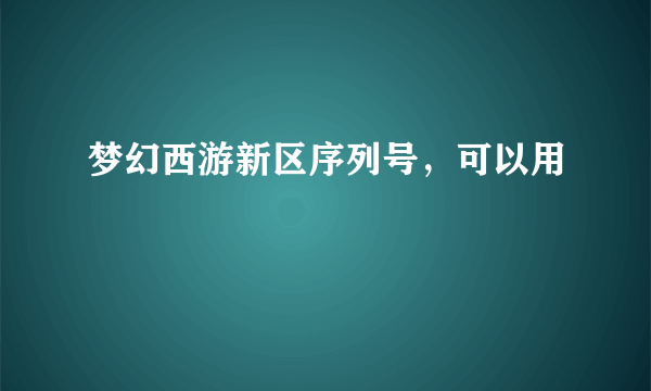 梦幻西游新区序列号，可以用