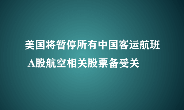 美国将暂停所有中国客运航班 A股航空相关股票备受关