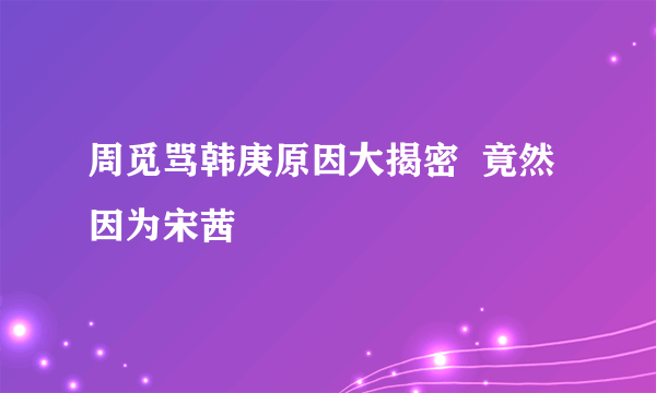 周觅骂韩庚原因大揭密  竟然因为宋茜