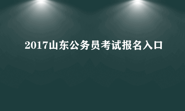 2017山东公务员考试报名入口