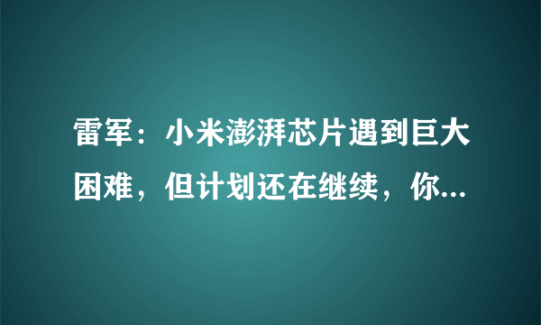 雷军：小米澎湃芯片遇到巨大困难，但计划还在继续，你怎么看？