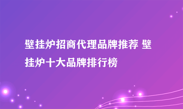 壁挂炉招商代理品牌推荐 壁挂炉十大品牌排行榜