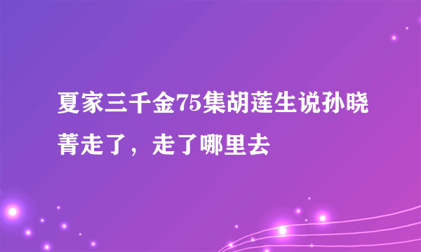 夏家三千金75集胡莲生说孙晓菁走了，走了哪里去