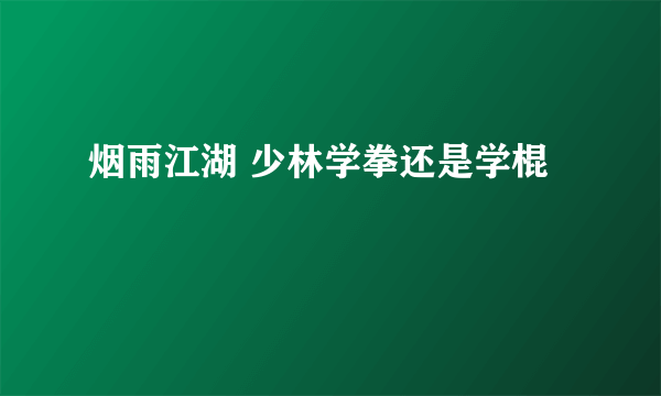 烟雨江湖 少林学拳还是学棍