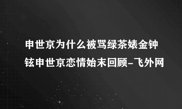 申世京为什么被骂绿茶婊金钟铉申世京恋情始末回顾-飞外网