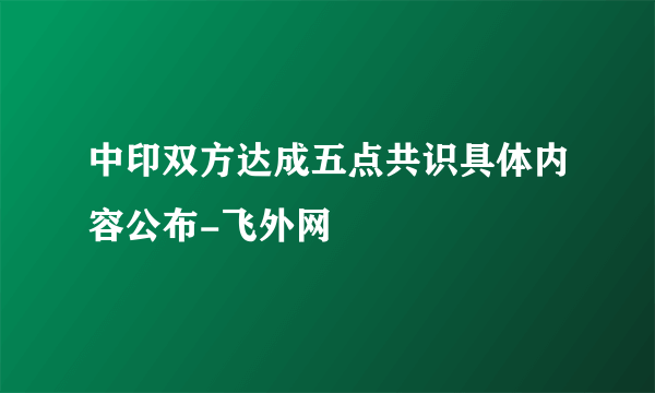 中印双方达成五点共识具体内容公布-飞外网