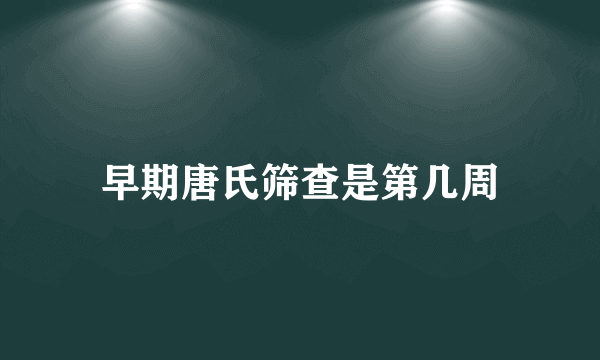 早期唐氏筛查是第几周