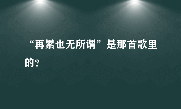 “再累也无所谓”是那首歌里的？