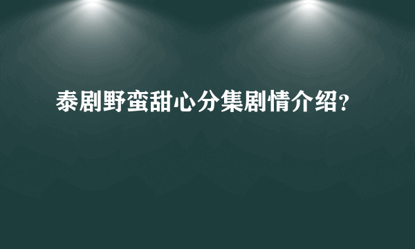 泰剧野蛮甜心分集剧情介绍？