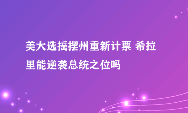 美大选摇摆州重新计票 希拉里能逆袭总统之位吗