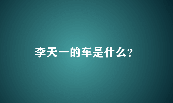 李天一的车是什么？