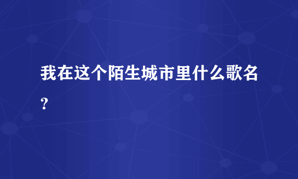 我在这个陌生城市里什么歌名？