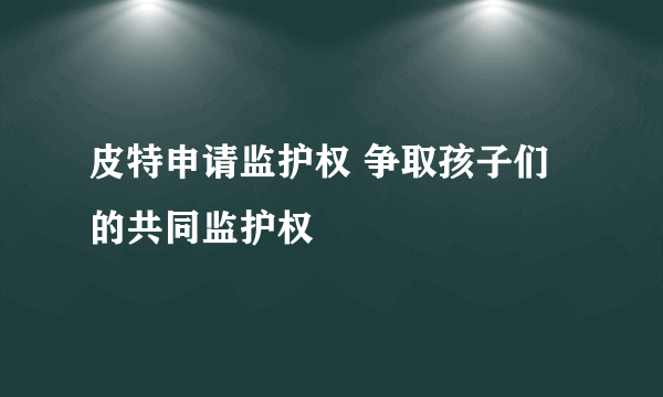 皮特申请监护权 争取孩子们的共同监护权