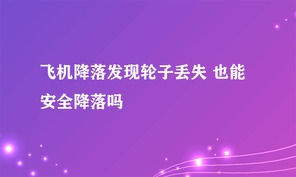 飞机降落发现轮子丢失 也能安全降落吗