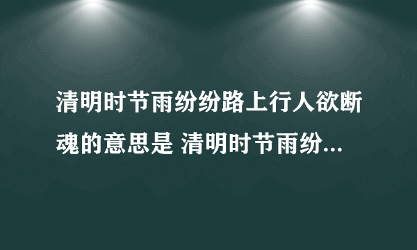 清明时节雨纷纷路上行人欲断魂的意思是 清明时节雨纷纷路上行人欲断魂是什么意思