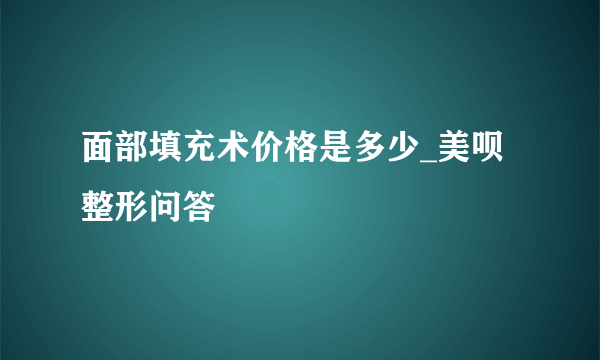 面部填充术价格是多少_美呗整形问答