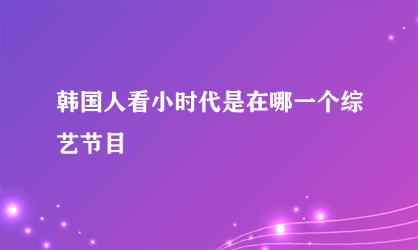 韩国人看小时代是在哪一个综艺节目