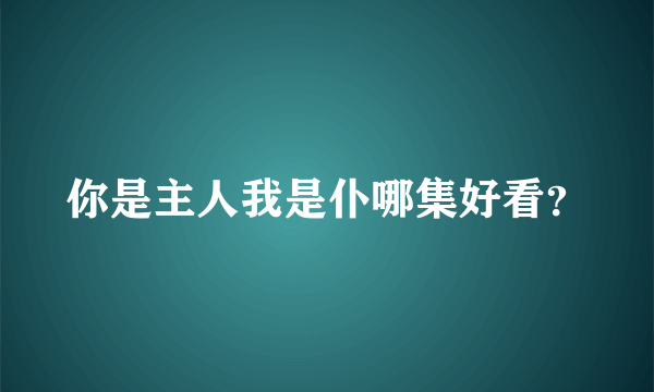 你是主人我是仆哪集好看？