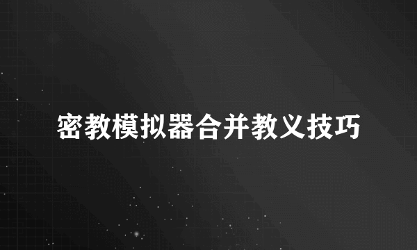 密教模拟器合并教义技巧