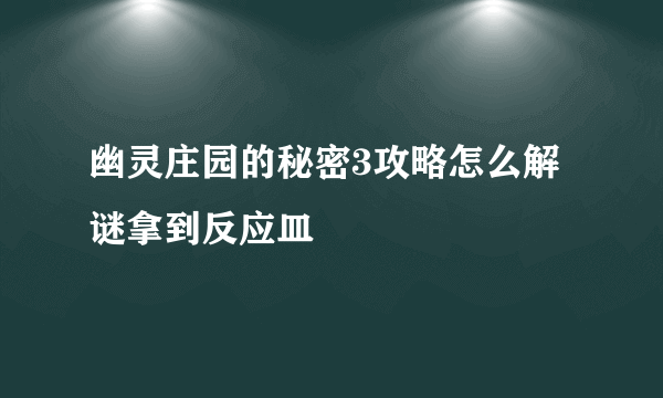 幽灵庄园的秘密3攻略怎么解谜拿到反应皿