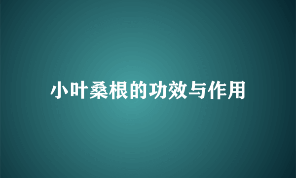 小叶桑根的功效与作用