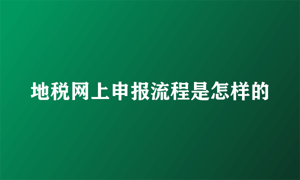 地税网上申报流程是怎样的