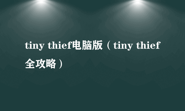 tiny thief电脑版（tiny thief全攻略）