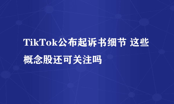 TikTok公布起诉书细节 这些概念股还可关注吗