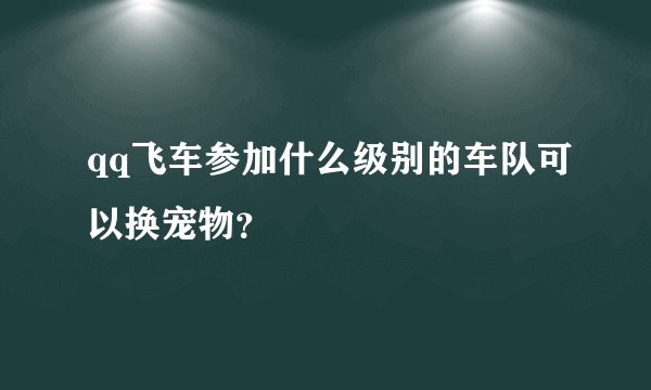 qq飞车参加什么级别的车队可以换宠物？