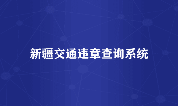 新疆交通违章查询系统