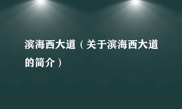 滨海西大道（关于滨海西大道的简介）