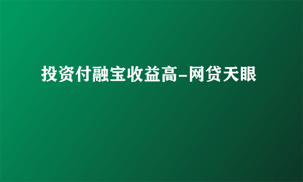 投资付融宝收益高-网贷天眼