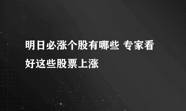 明日必涨个股有哪些 专家看好这些股票上涨