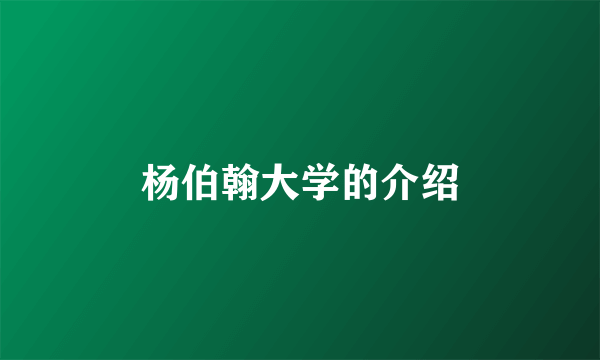 杨伯翰大学的介绍